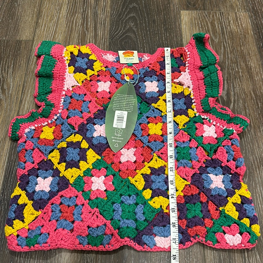 Farm Rio Crochet Square Vest Size S - Picture 5 of 9